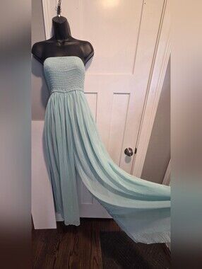 mine Strapless Smocked Maxi Dress in Mint